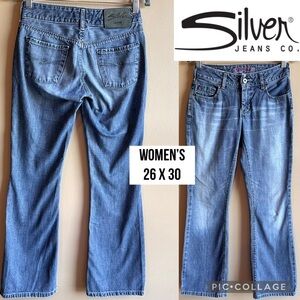 VTG Silver Jeans Womens Jeans Suki Low Rise Y2K Bootcut Distressed Denim 26x30
